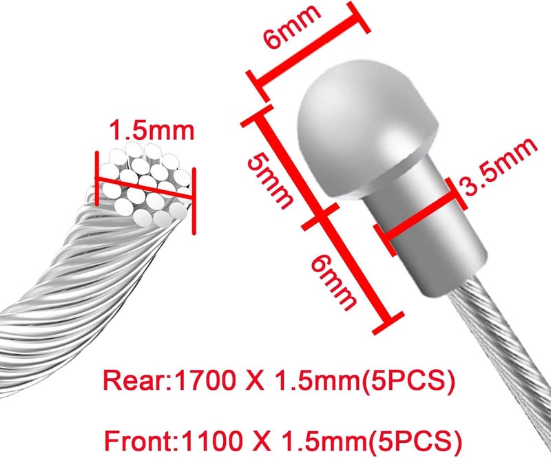 Ciomszan 10PCS Bicycle Brake Cable, Bike Derailleur Shifter Cables,Front and Rear Brake Lines Shift Cable Set for Shimano Sram Road Mountain Bike - Image 3